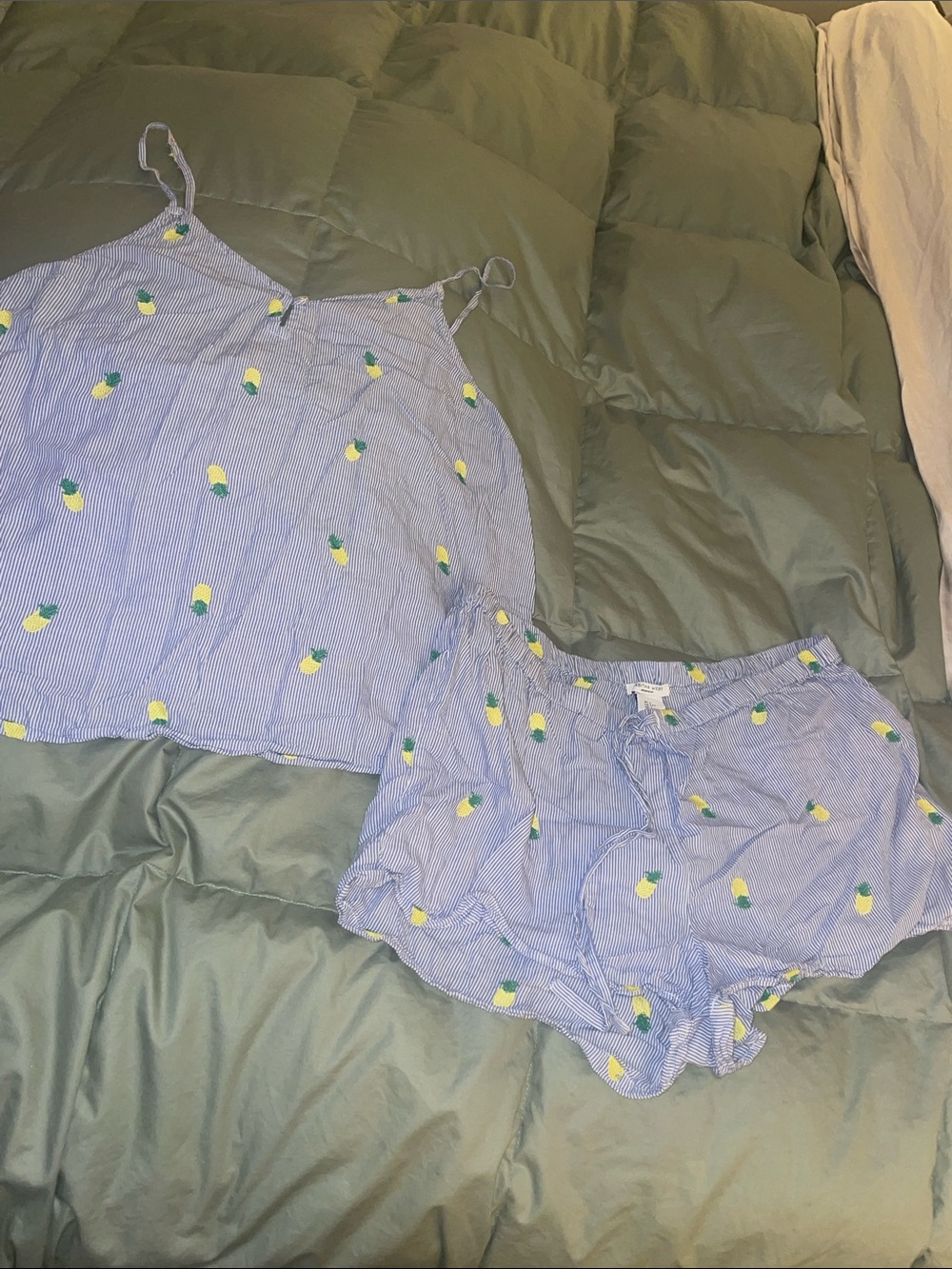 Light Blue Pineapple-Print Cami & Short Sleep Set